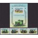 BARBUDA SERIE COMPLETA + HOJA BLOQUE ESTAMPILLAS NUEVAS MINT TRENES
